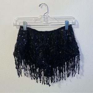Sequin Rave Festival Black Booty Shorts
